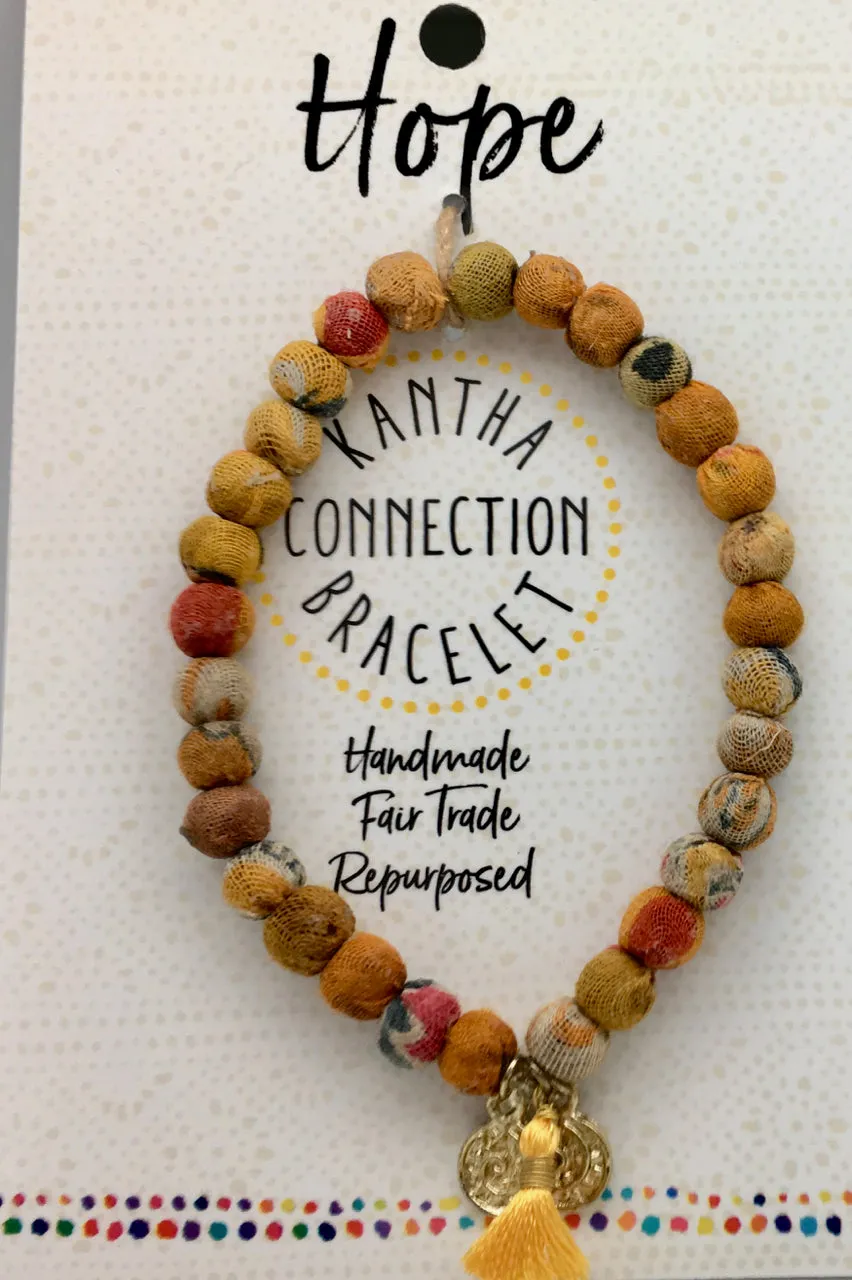 Fair Trade Recycled Kantha Connection Affirmation Bracelets