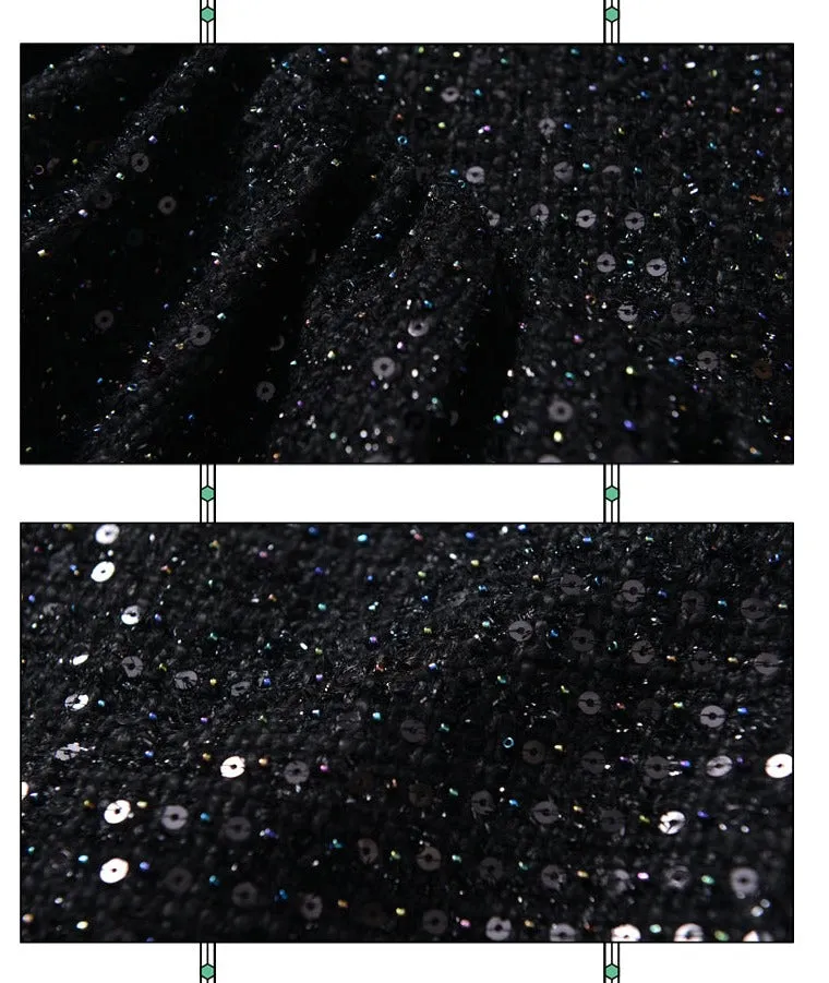 FAME spring sequin beaded bandeau strapless sweetheart neckline lbd black dress - Ekeui