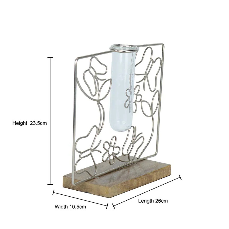 Floro Bask Test Tube Planter - Silver