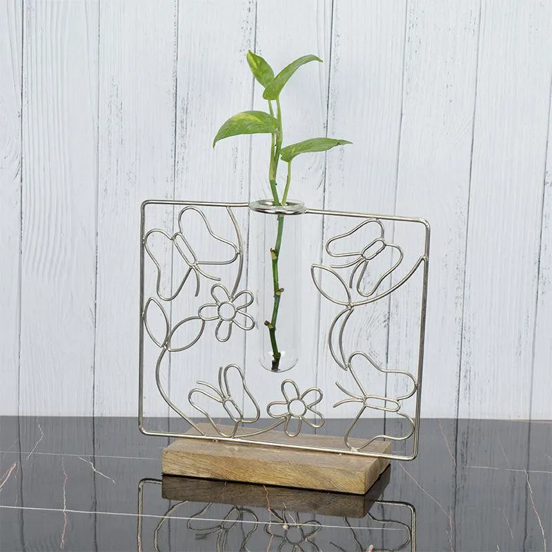Floro Bask Test Tube Planter - Silver