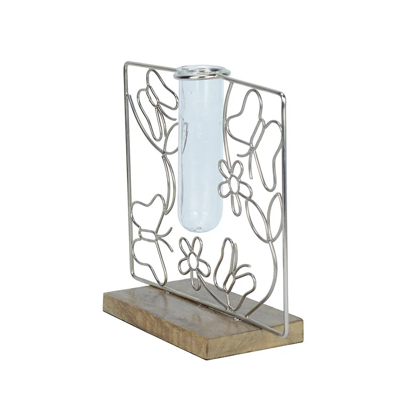 Floro Bask Test Tube Planter - Silver
