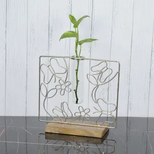 Floro Bask Test Tube Planter - Silver