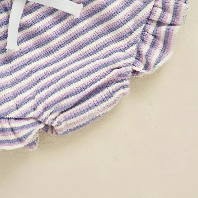 Fly Sleeve Casual Striped Baby Set