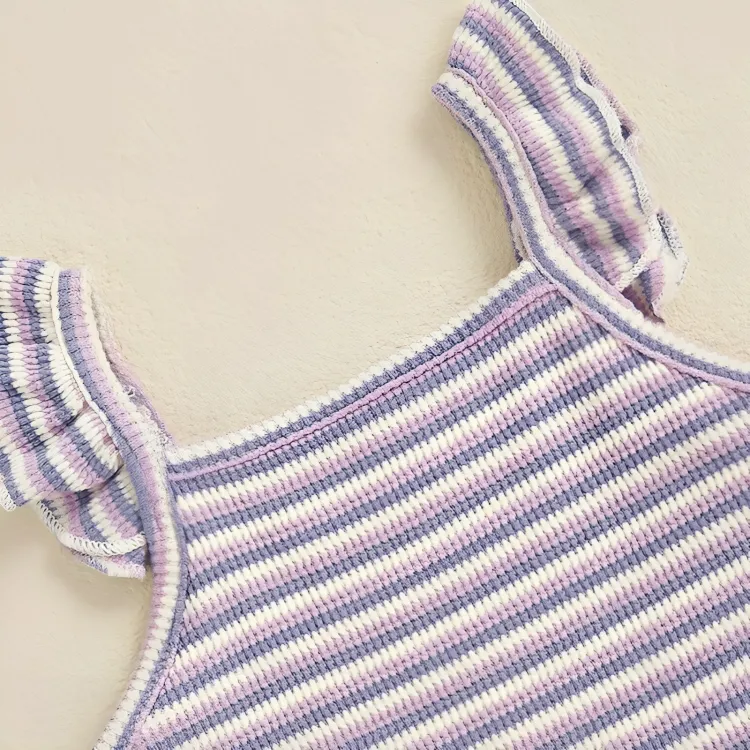 Fly Sleeve Casual Striped Baby Set