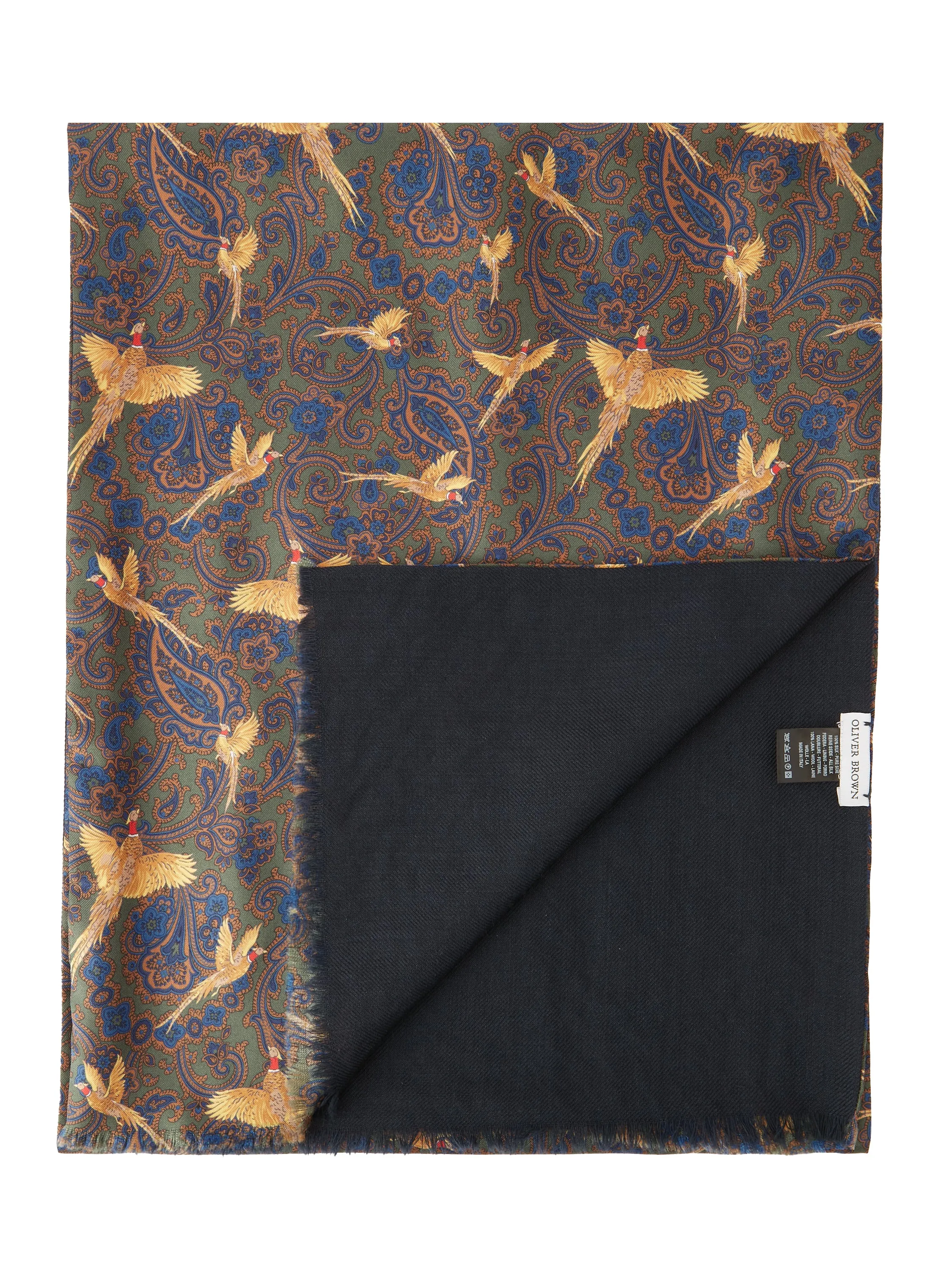 Flying Pheasant Scarf - Wool / Silk Blend - Green
