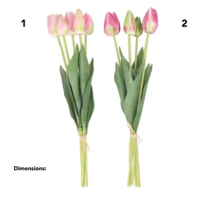 Gisela Graham Pink/Green Artificial Tulips (Choice of 2)