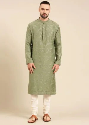 Green Silk Chanderi Kurta Set Green Silk Chanderi Kurta Set