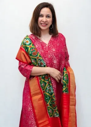 Green Silk Ikat Dupatta