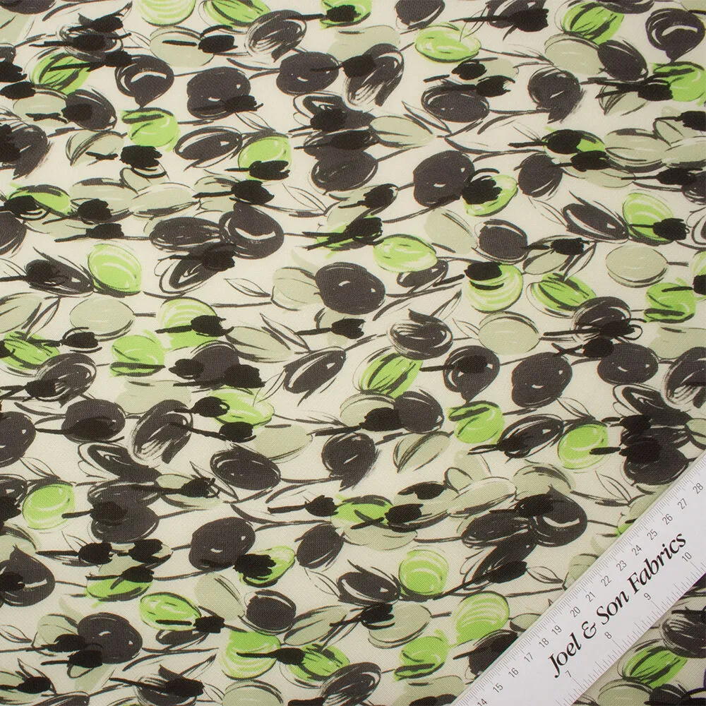 Green/Black Printed Silk Gazar