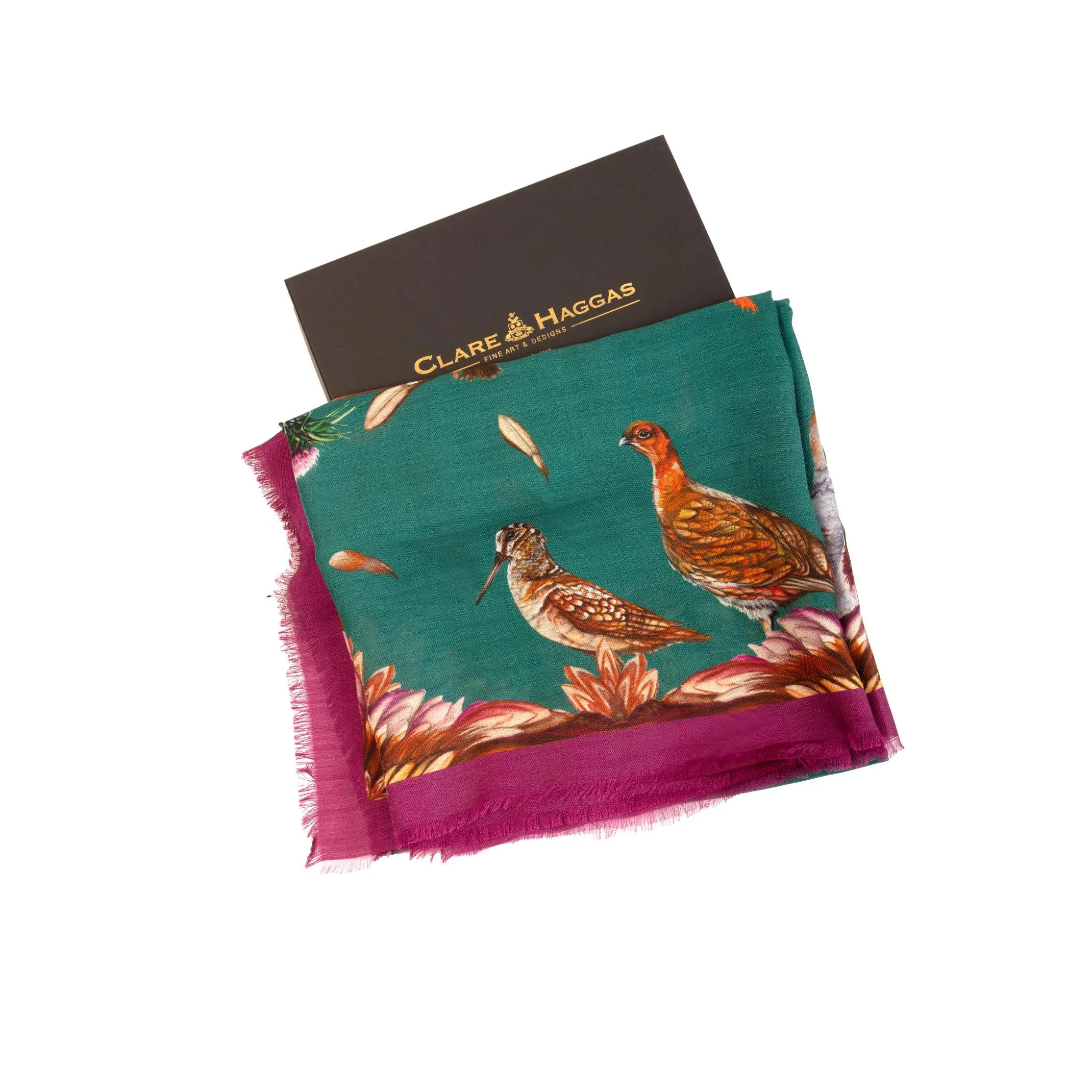 Grouse Misconduct Teal Green & Aubergine Purple Wool Silk Shawl