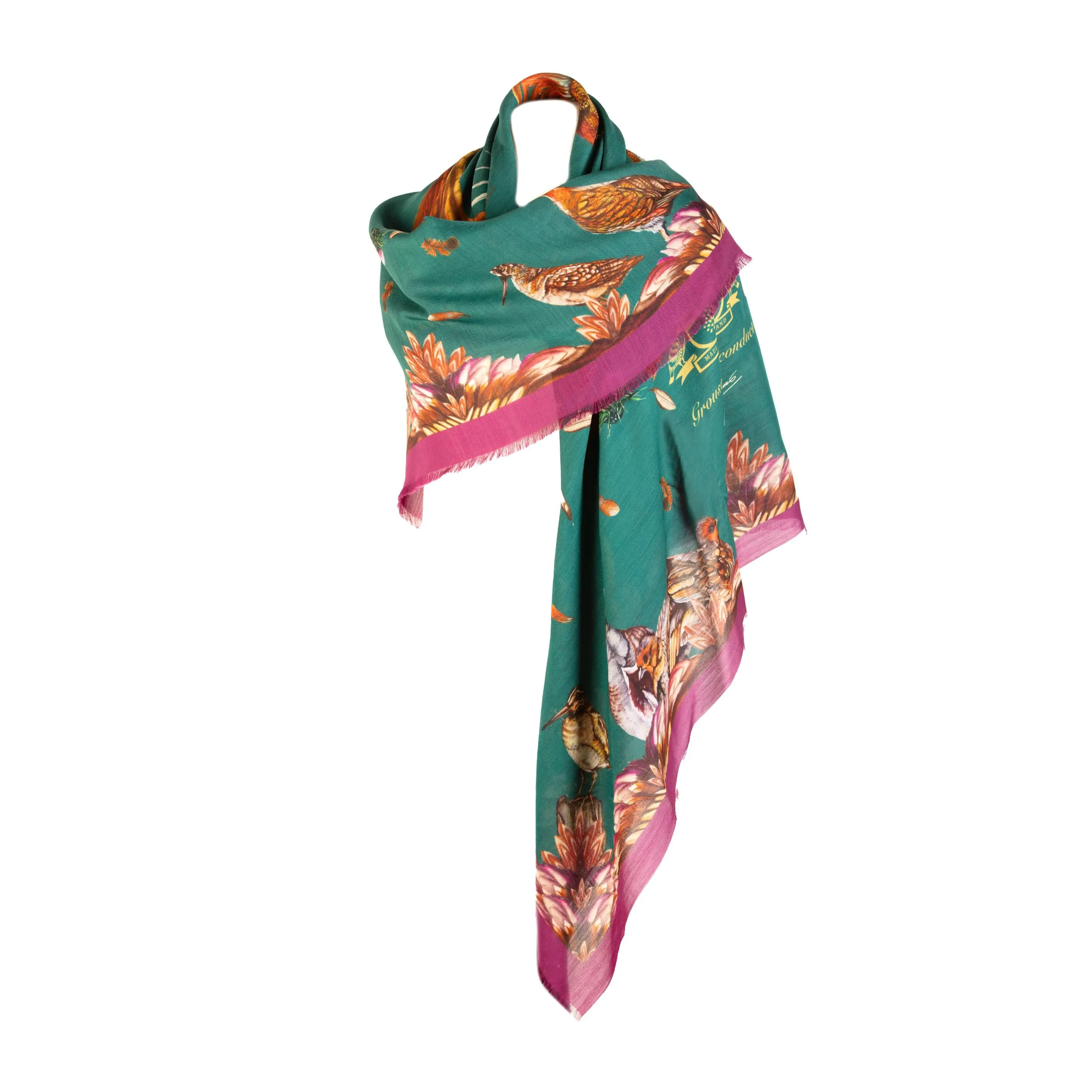 Grouse Misconduct Teal Green & Aubergine Purple Wool Silk Shawl