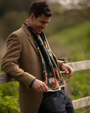 Here Come The Boys Silk Pheasant Scarf in Khaki