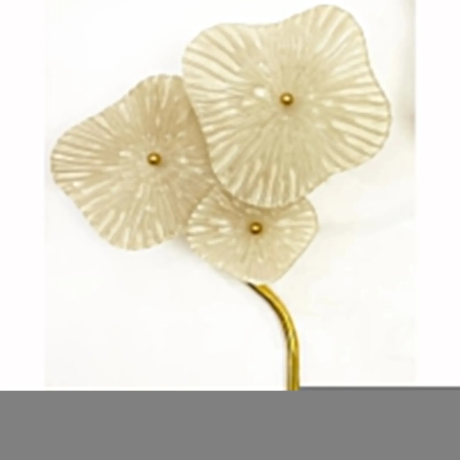 Italian Modern Pair Cream White Murano Glass 3-Flower Branch Brass Wall Sconces