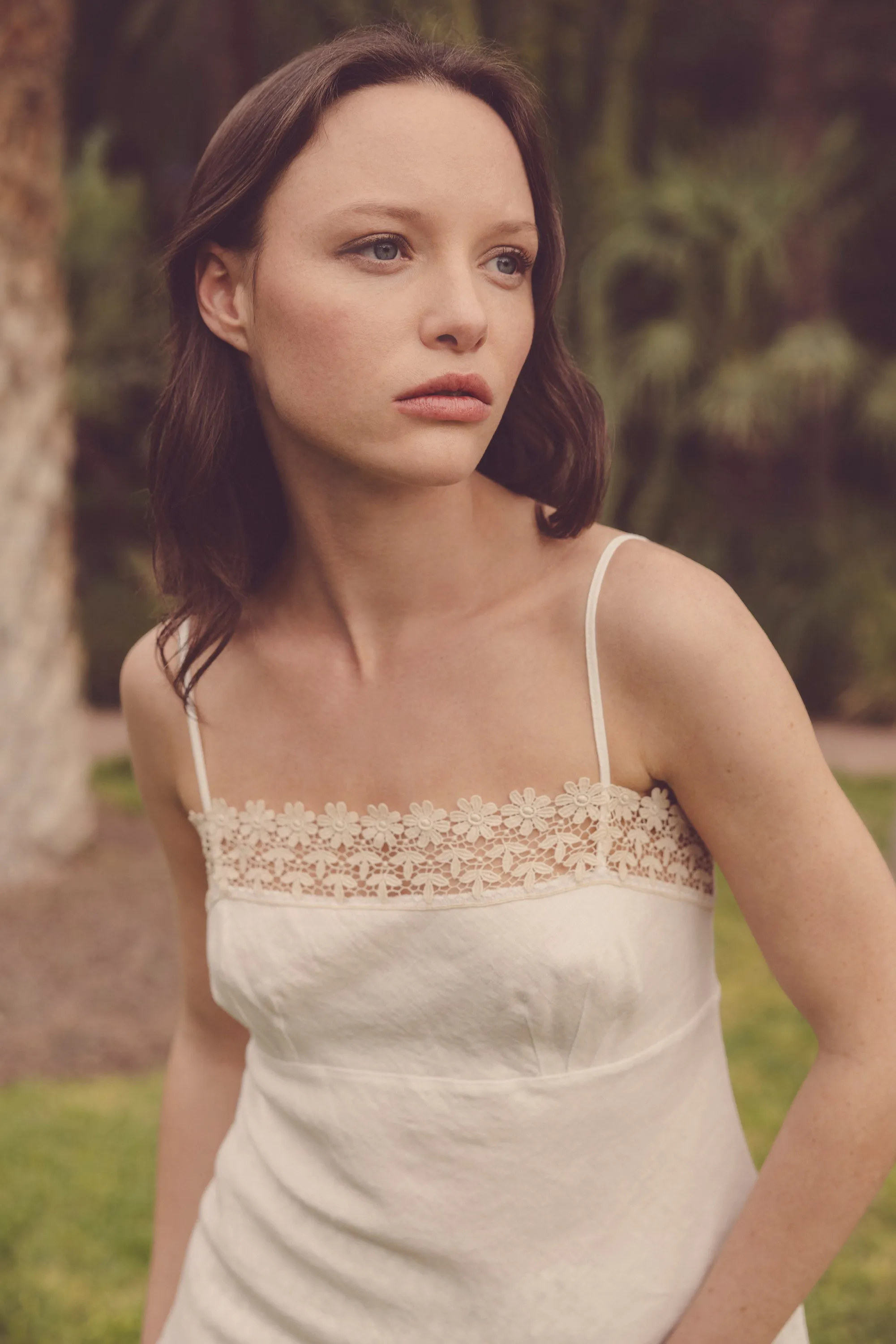 Josephine Linen Camisole with Guipure trim