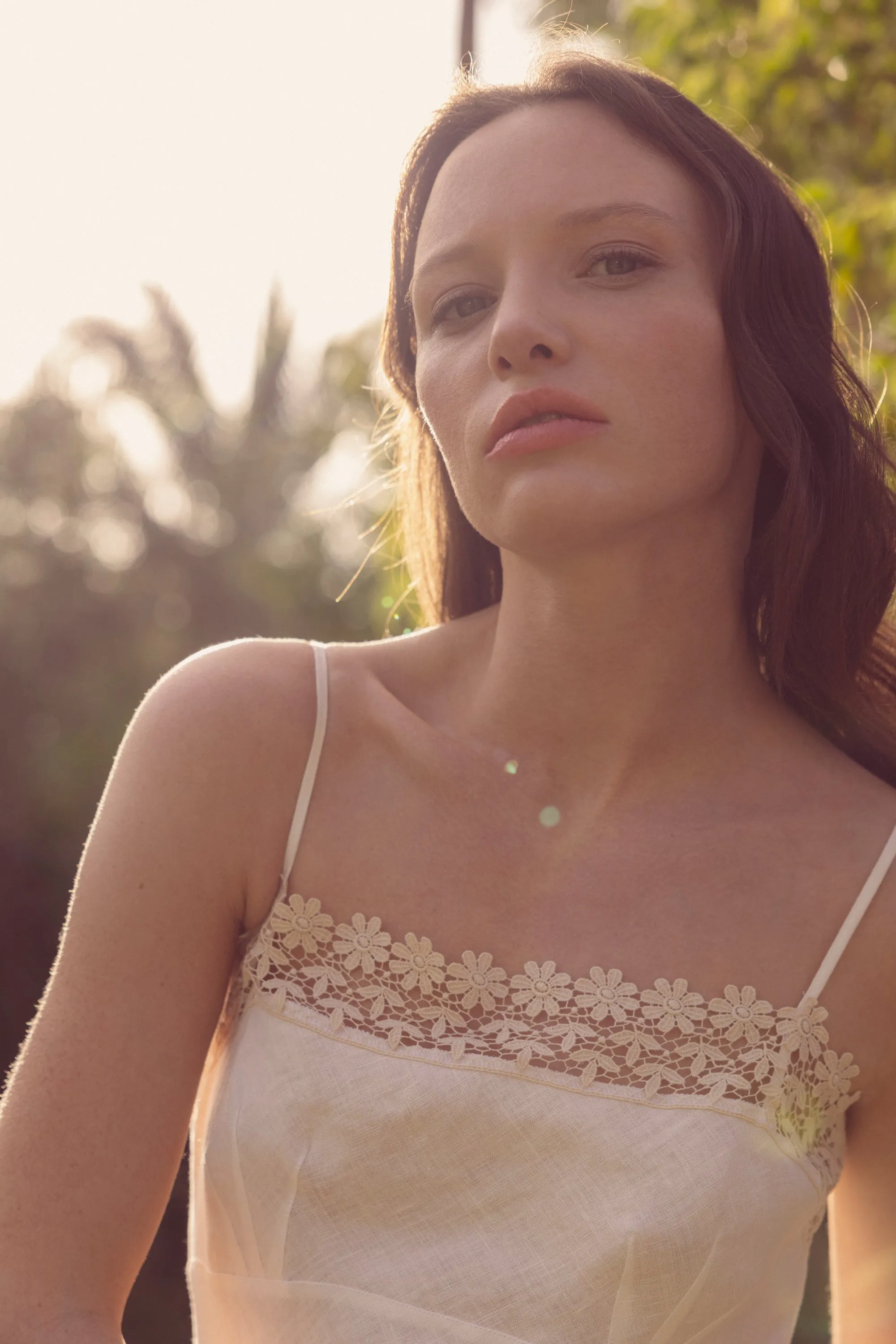 Josephine Linen Camisole with Guipure trim