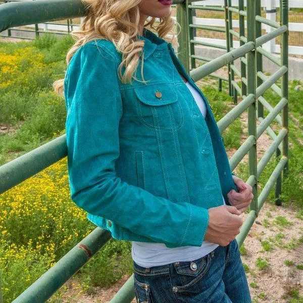 Ladies Suede Turquoise Jacket