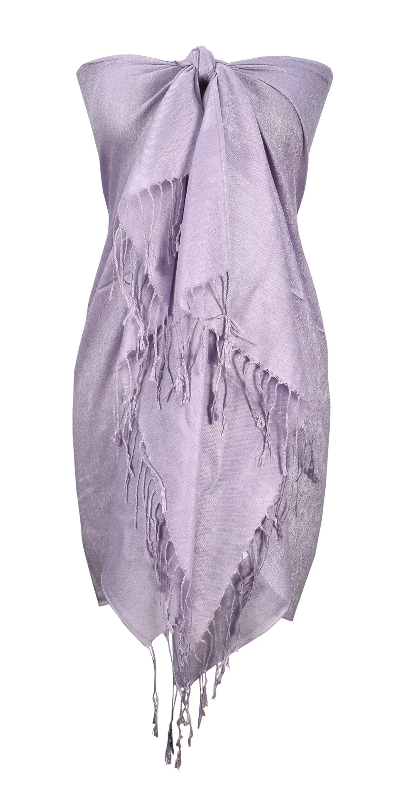 Light Lavender Double Layer Hues of Purple Jacquard Paisley Pashmina Feel Shawl