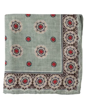 Light Mint Green and Red Silk Pocket Square