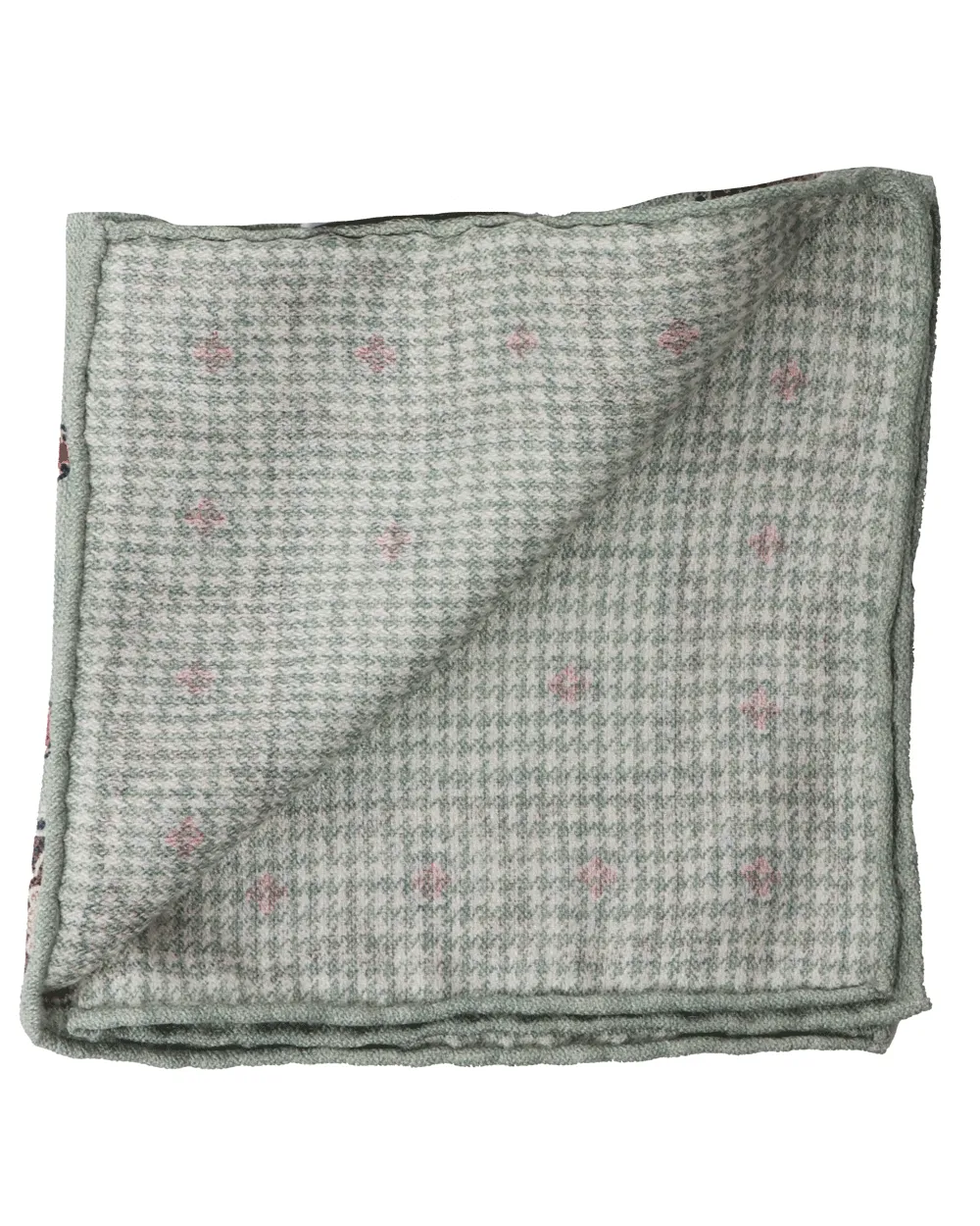 Light Mint Green and Red Silk Pocket Square