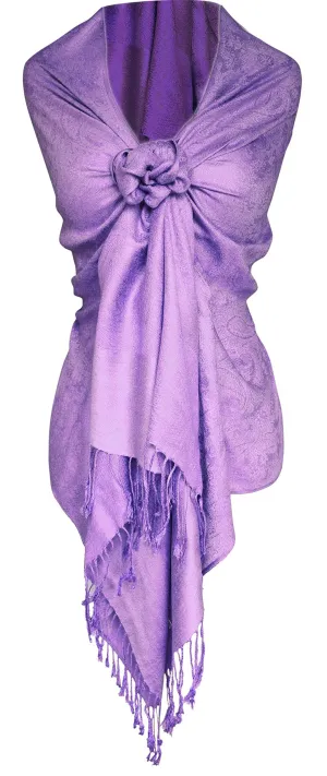 Light Purple Double Layer Hues of Purple Jacquard Paisley Pashmina Feel Shawl Light Purple Double Layer Hues of Purple Jacquard Paisley Pashmina Feel Shawl