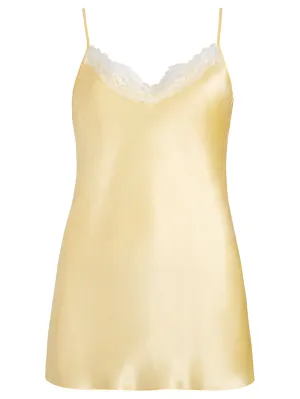 Longer Length Audrey Silk Bias Cut Cami with Lace Trim Longer Length Audrey Silk Bias Cut Cami with Lace Trim