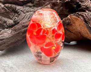 Love Red Floral Lampwork Focal Bead SRA