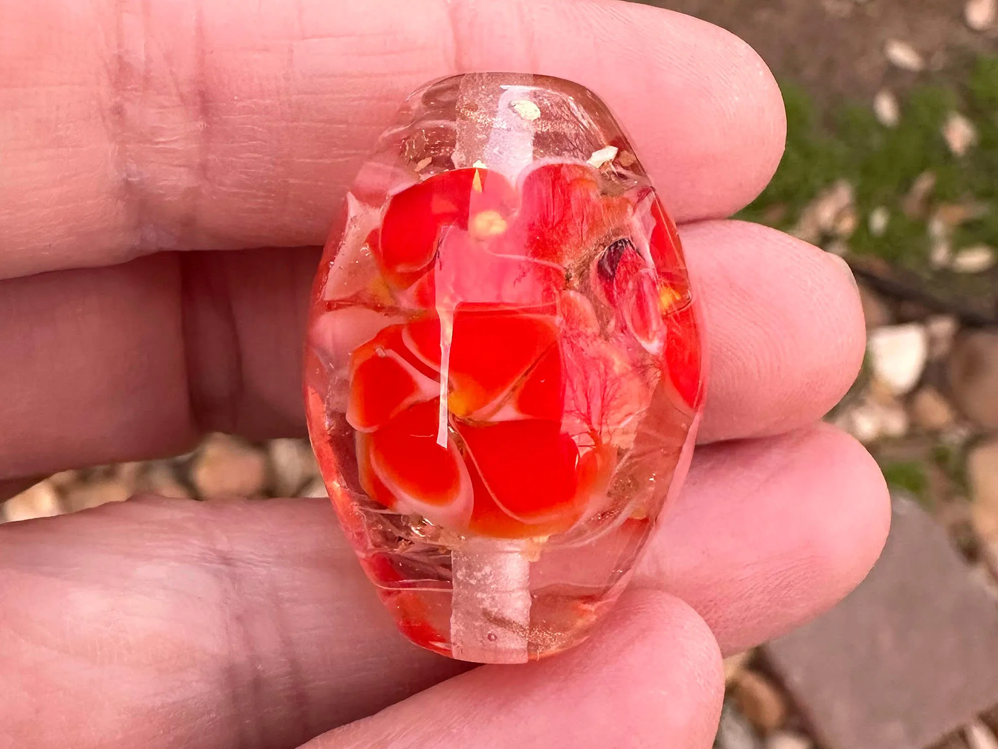 Love Red Floral Lampwork Focal Bead SRA