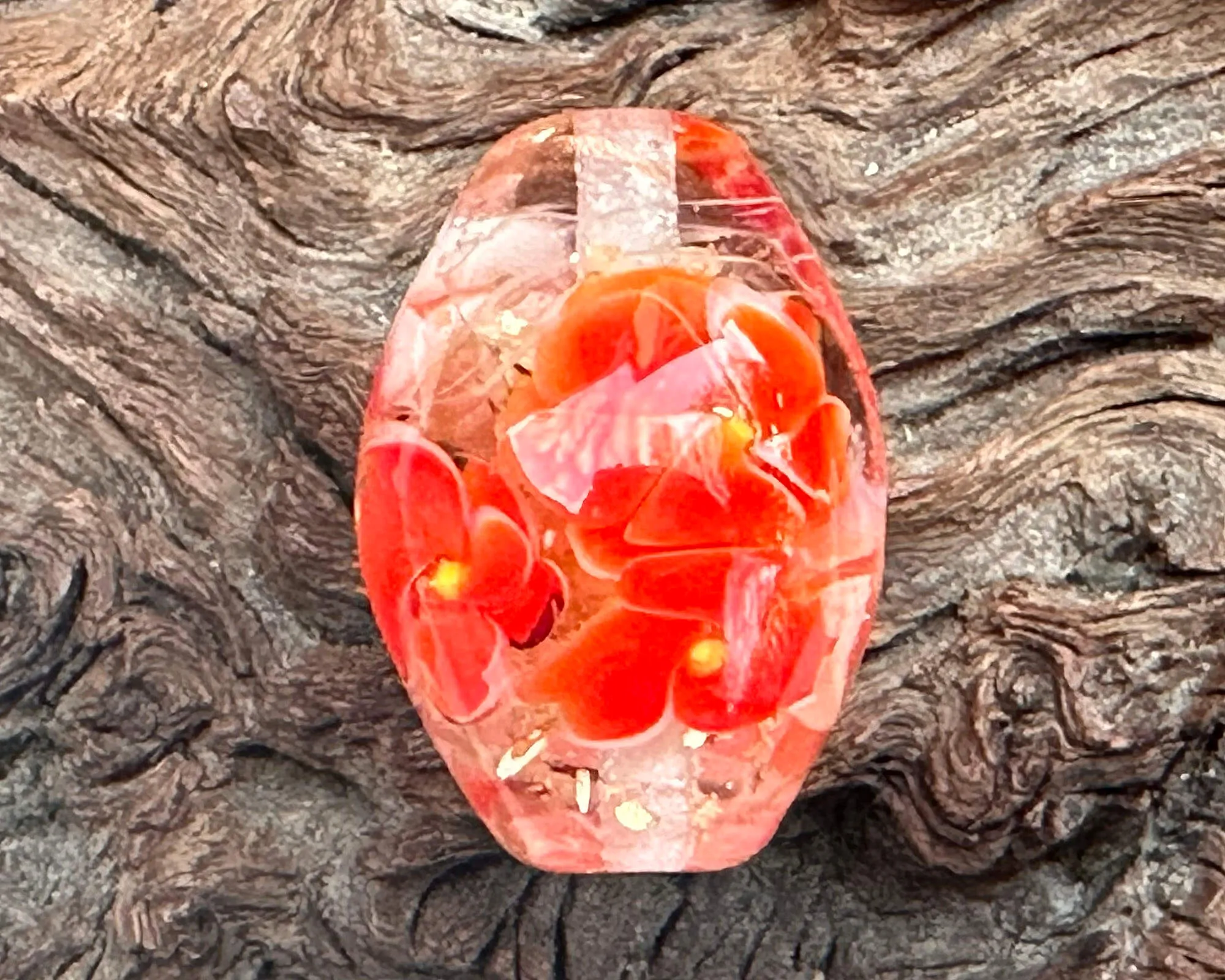 Love Red Floral Lampwork Focal Bead SRA