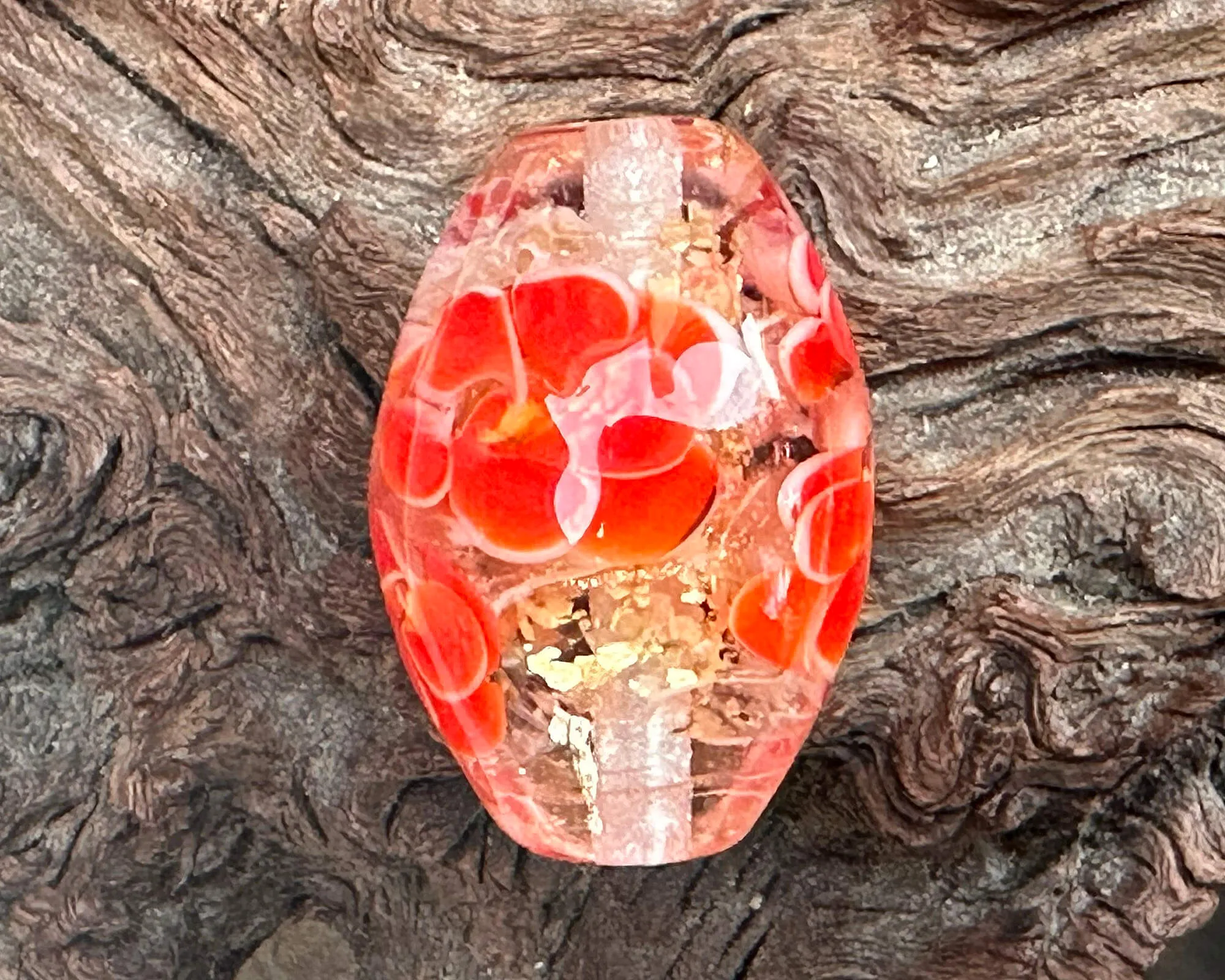 Love Red Floral Lampwork Focal Bead SRA