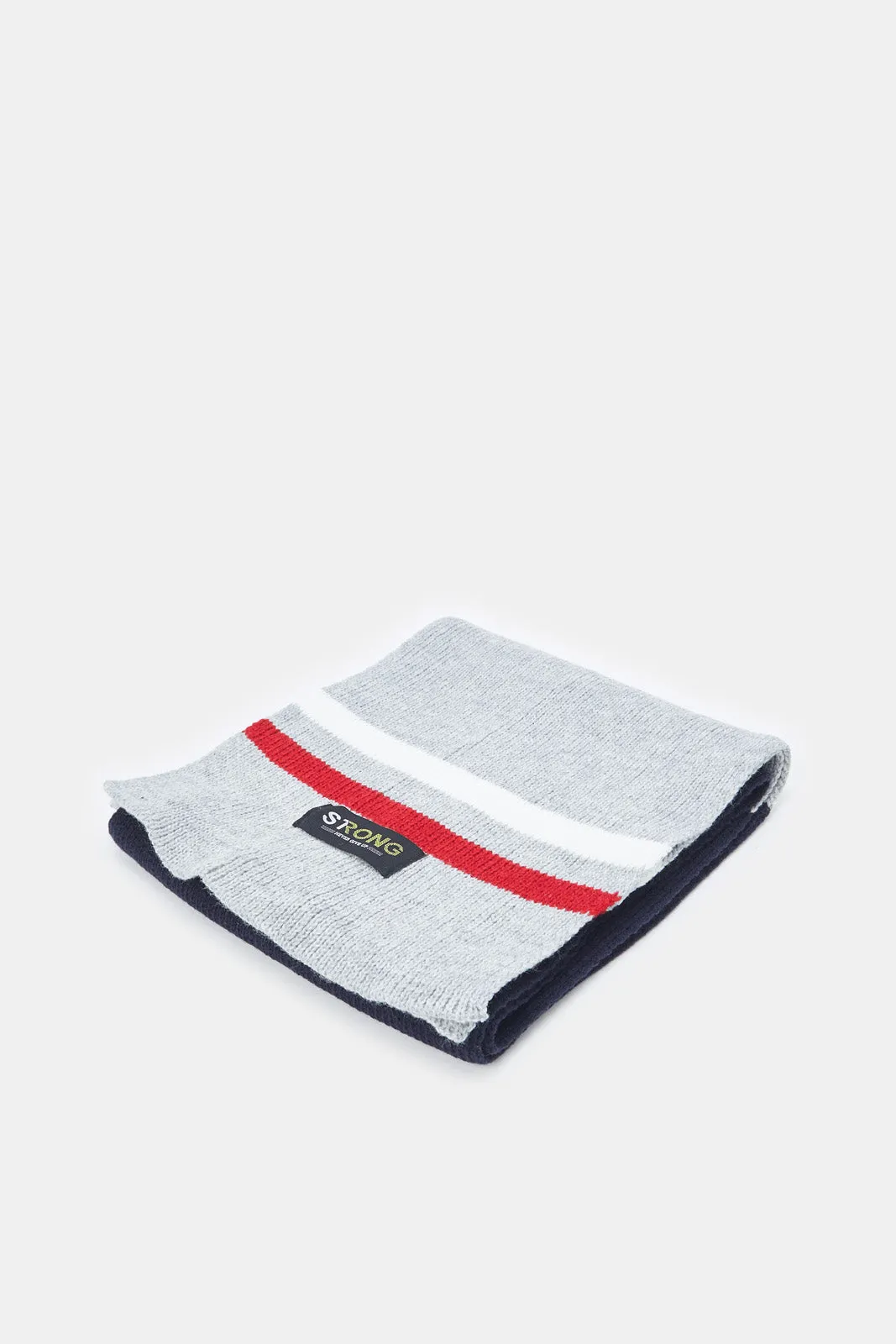 Men Grey Striped Weighted Scarf