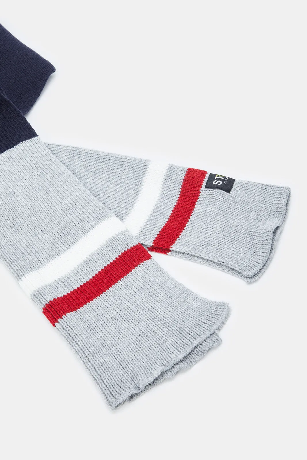 Men Grey Striped Weighted Scarf