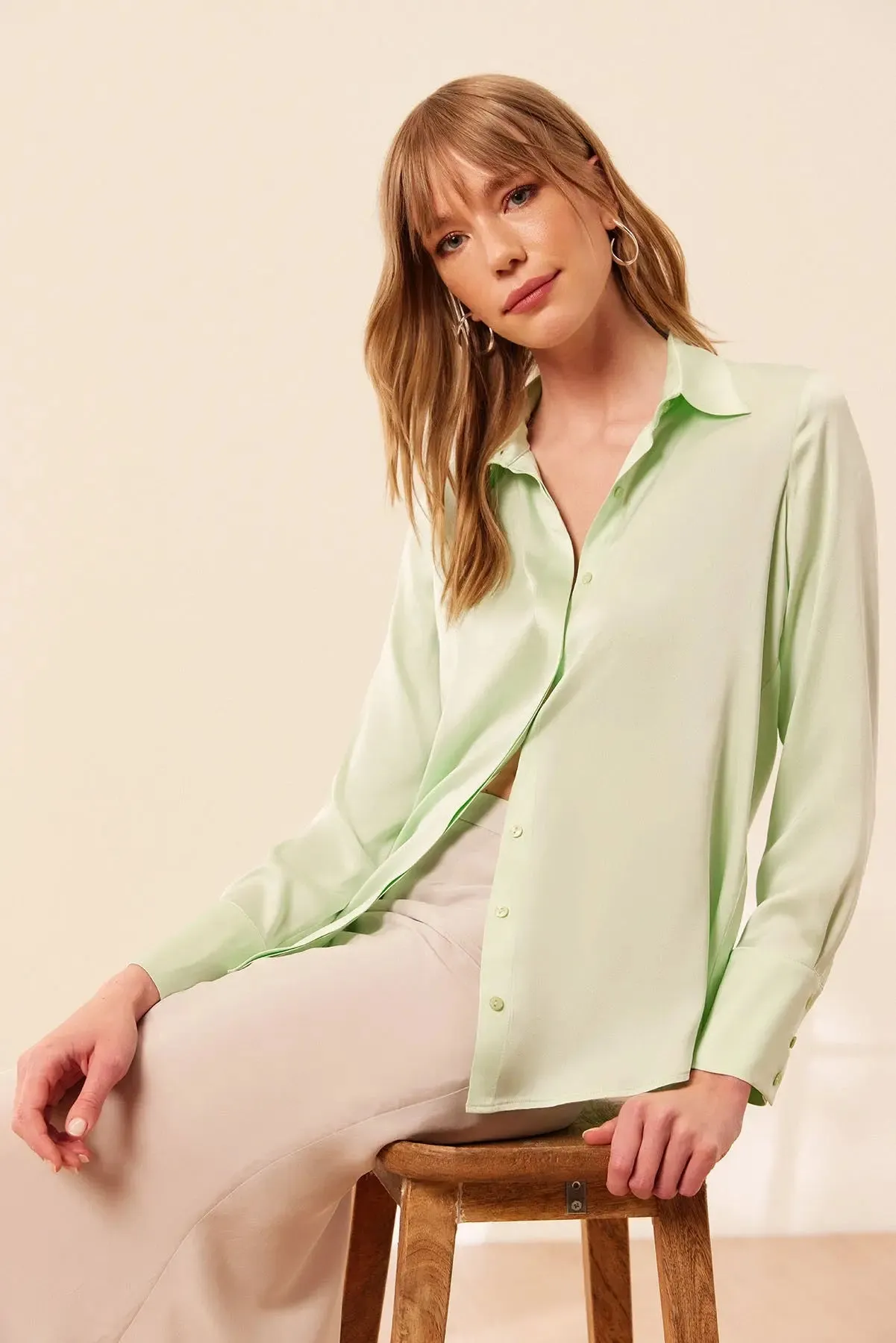 Mint Pure Silk Audrey Women's Shirt