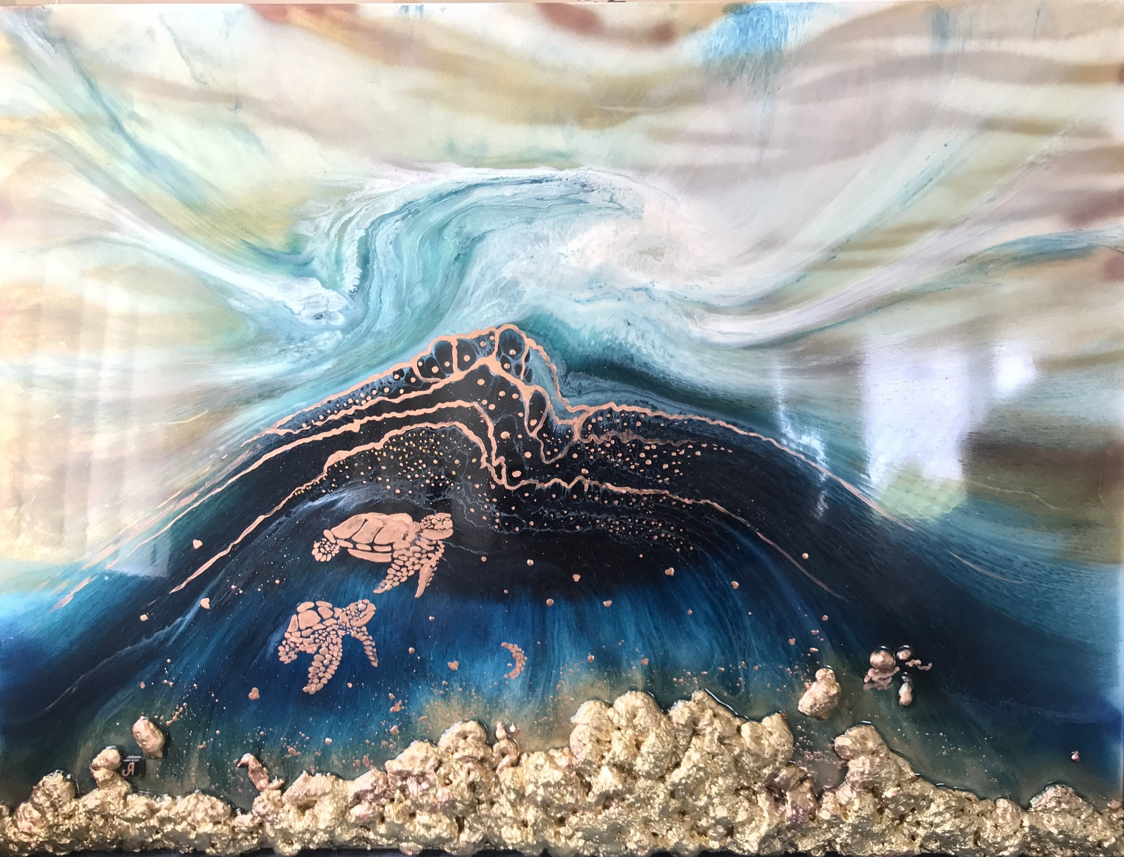 Oblivion Turtles. Abstract Seascape. Limited Edition Print