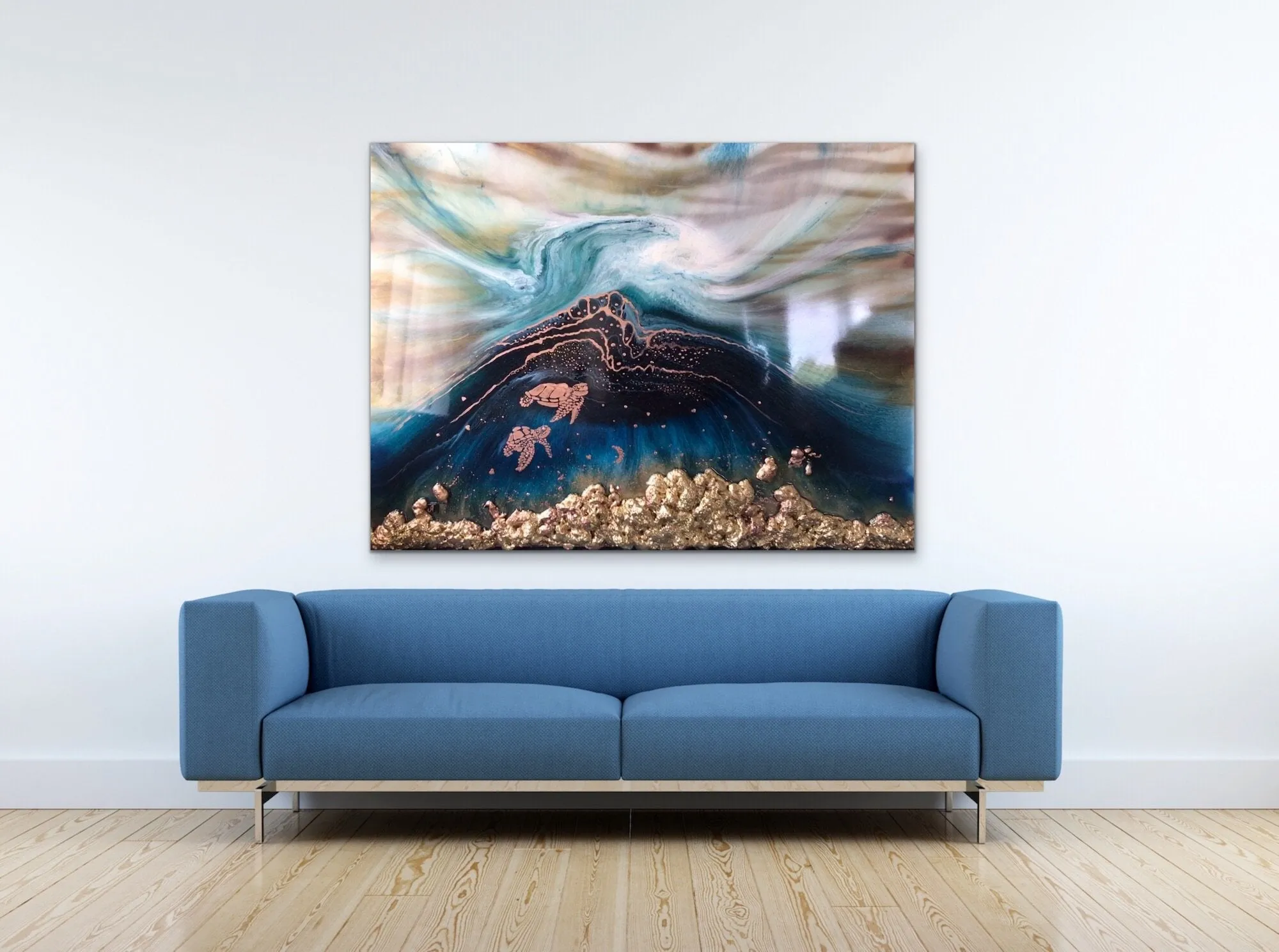 Oblivion Turtles. Abstract Seascape. Limited Edition Print