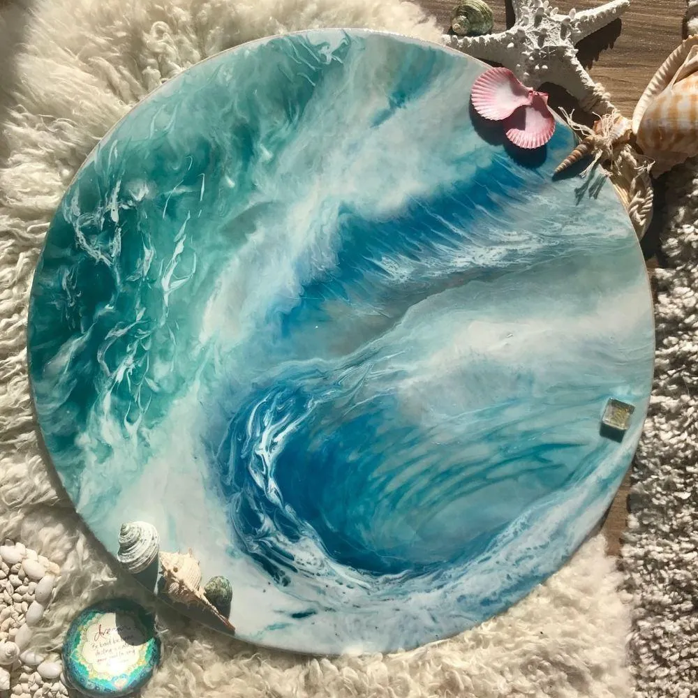 Pacifica. Teal Abstract Wave. Original Artwork.
