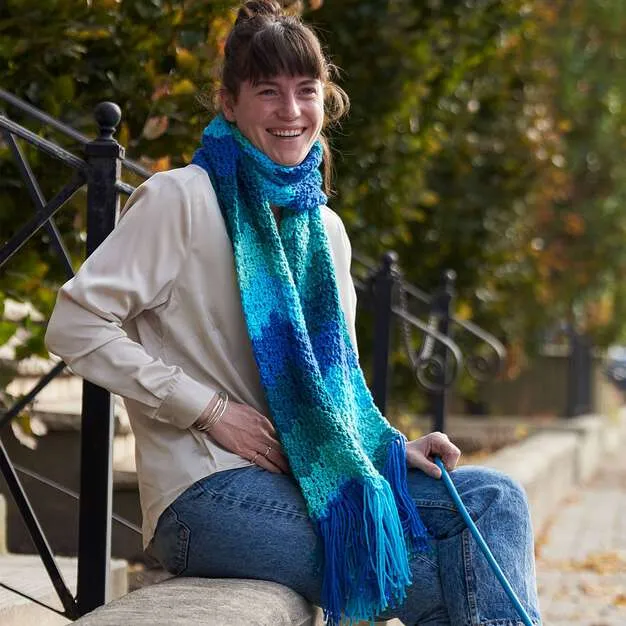 Red Heart Bargello Stripes Crochet Scarf