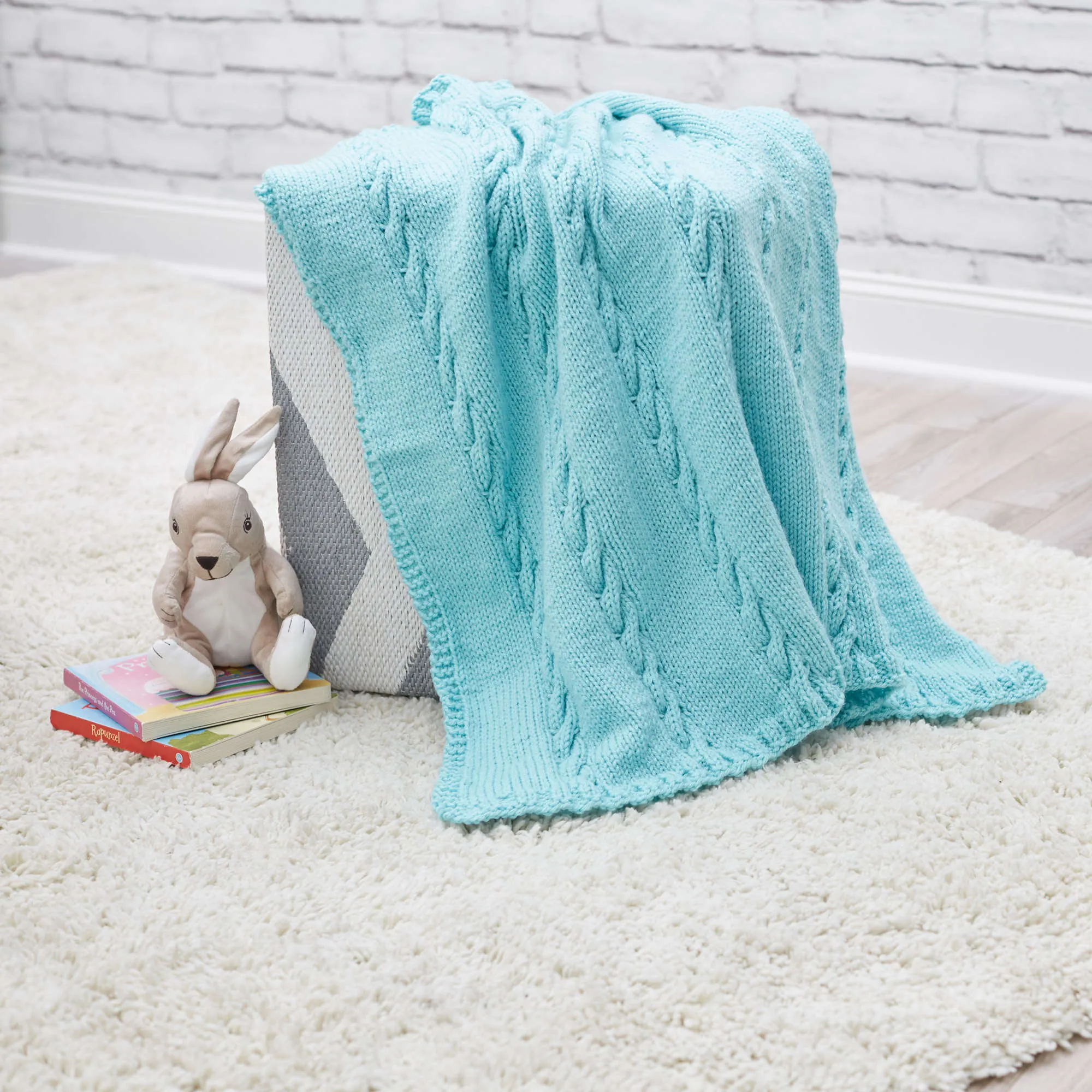 Red Heart Classic Cable Knit Baby Blanket