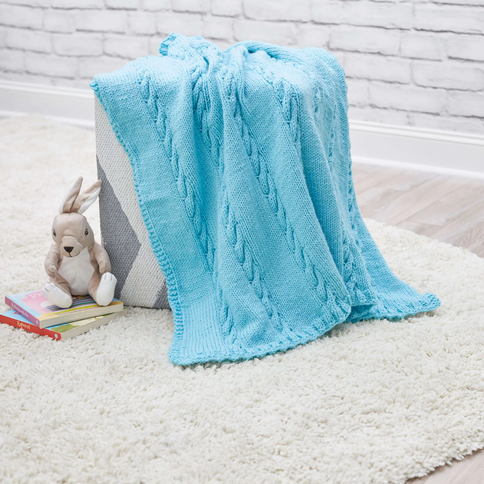 Red Heart Classic Cable Knit Baby Blanket