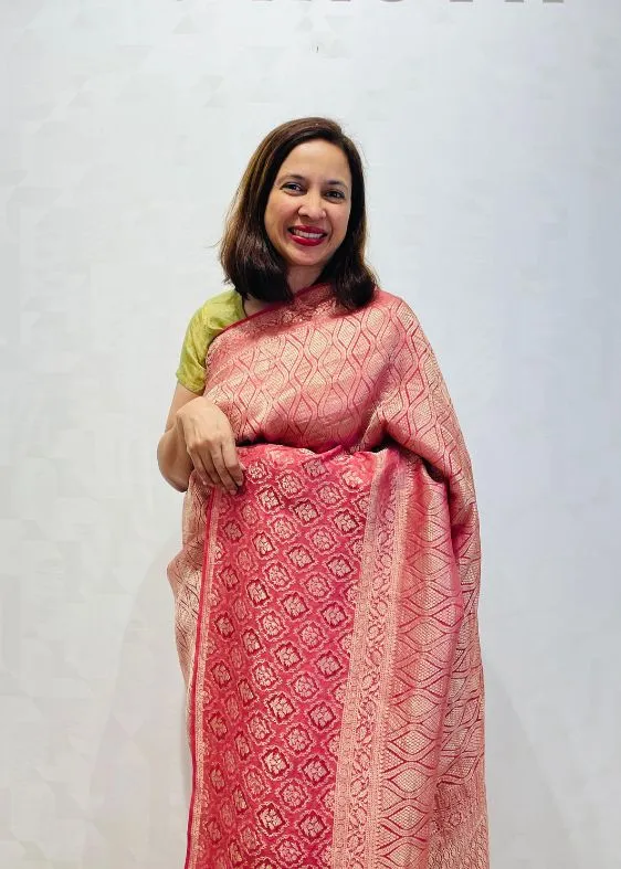 Red Silk Crepe Saree