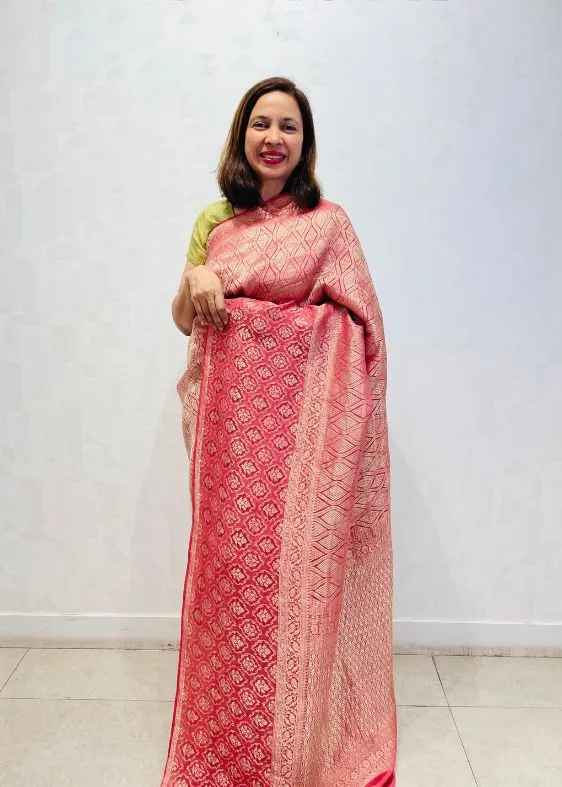 Red Silk Crepe Saree