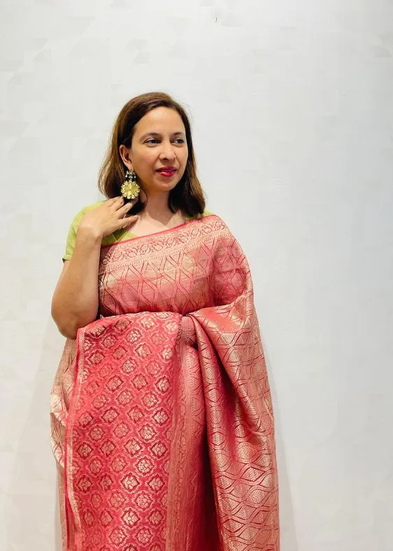 Red Silk Crepe Saree