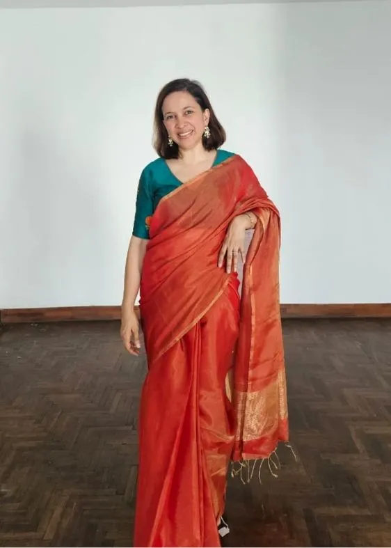 Red Tissue Silk Chanderi Saree