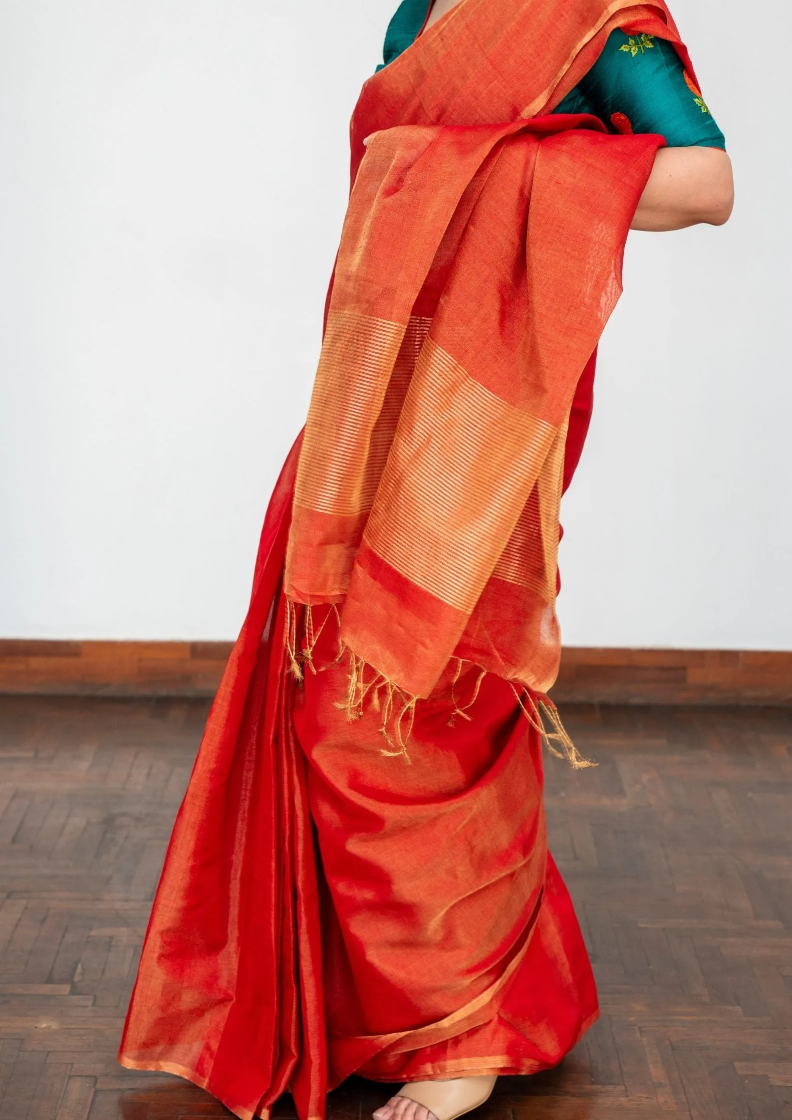Red Tissue Silk Chanderi Saree