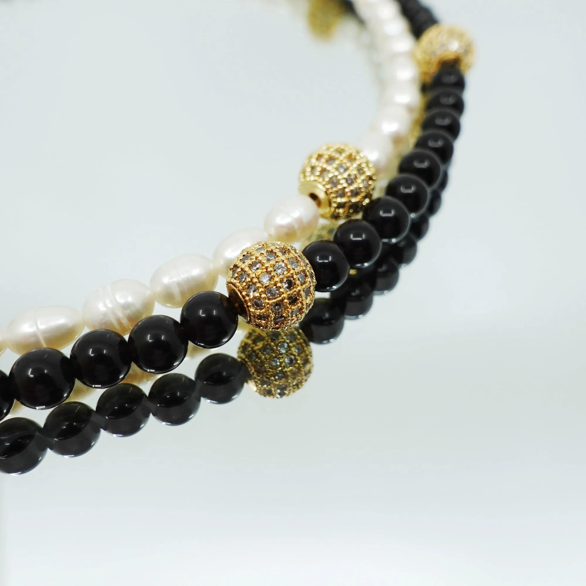 Return to Origin Pearl and Obsidian Opera Necklace