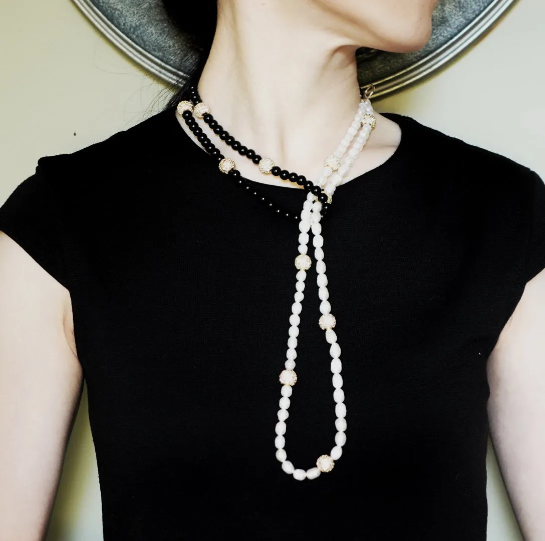 Return to Origin Pearl and Obsidian Opera Necklace