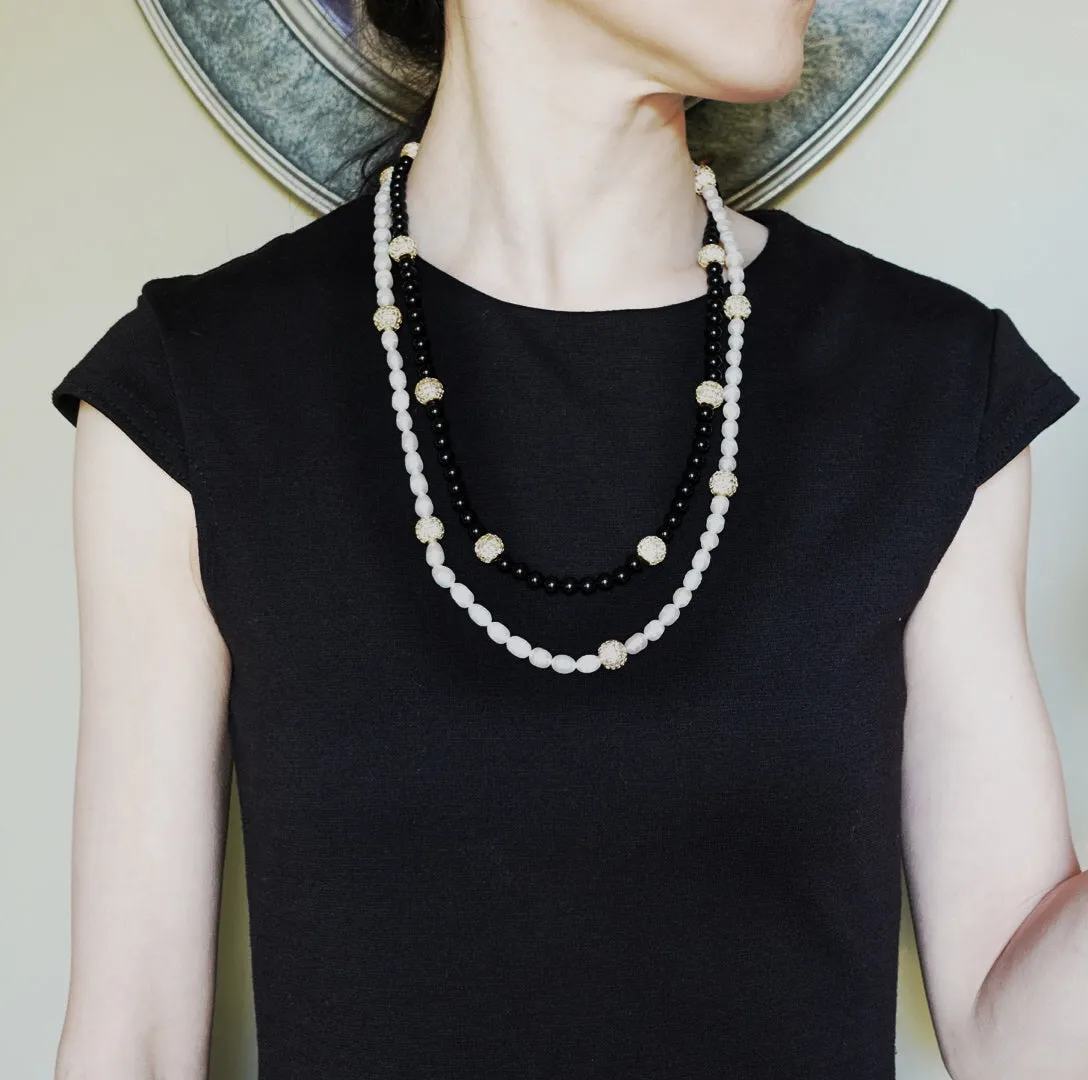 Return to Origin Pearl and Obsidian Opera Necklace