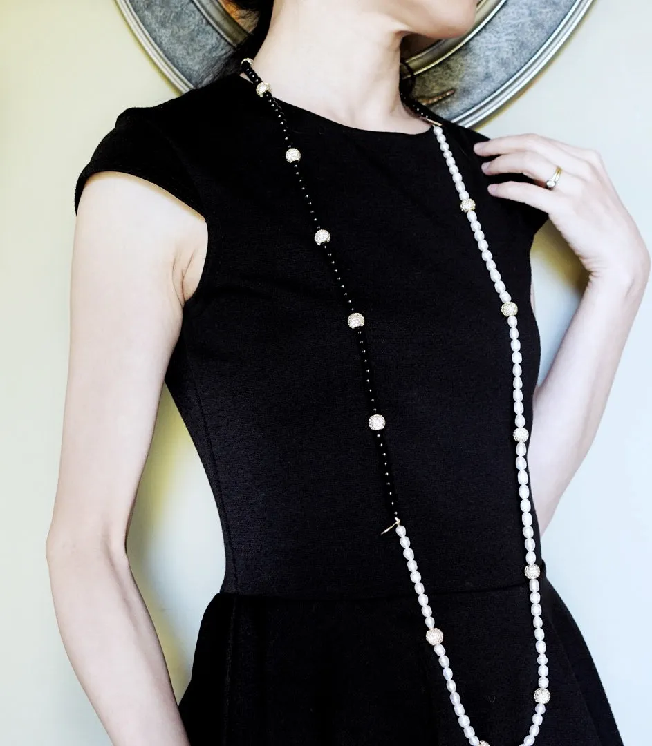 Return to Origin Pearl and Obsidian Opera Necklace