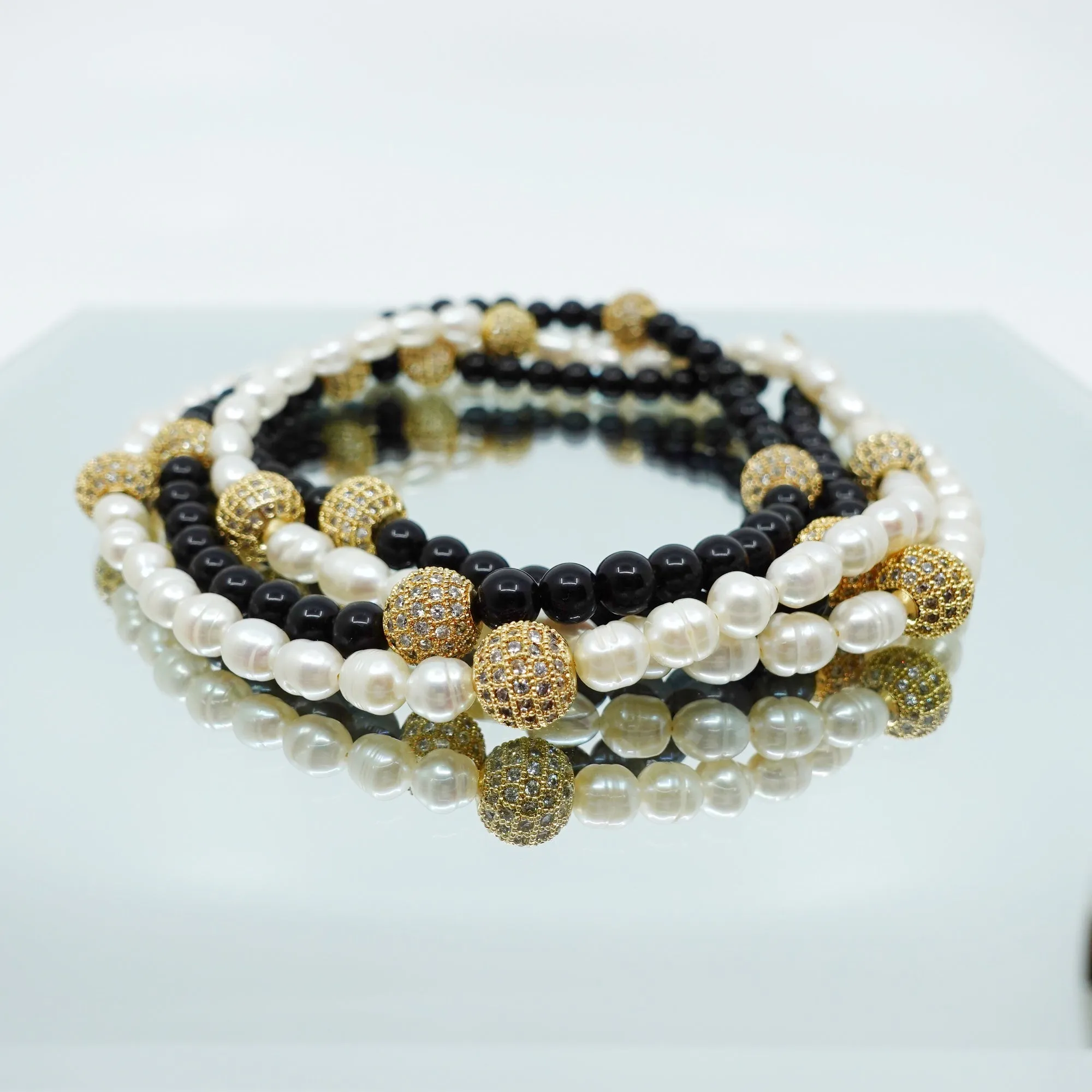 Return to Origin Pearl and Obsidian Opera Necklace