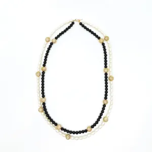 Return to Origin Pearl and Obsidian Opera Necklace