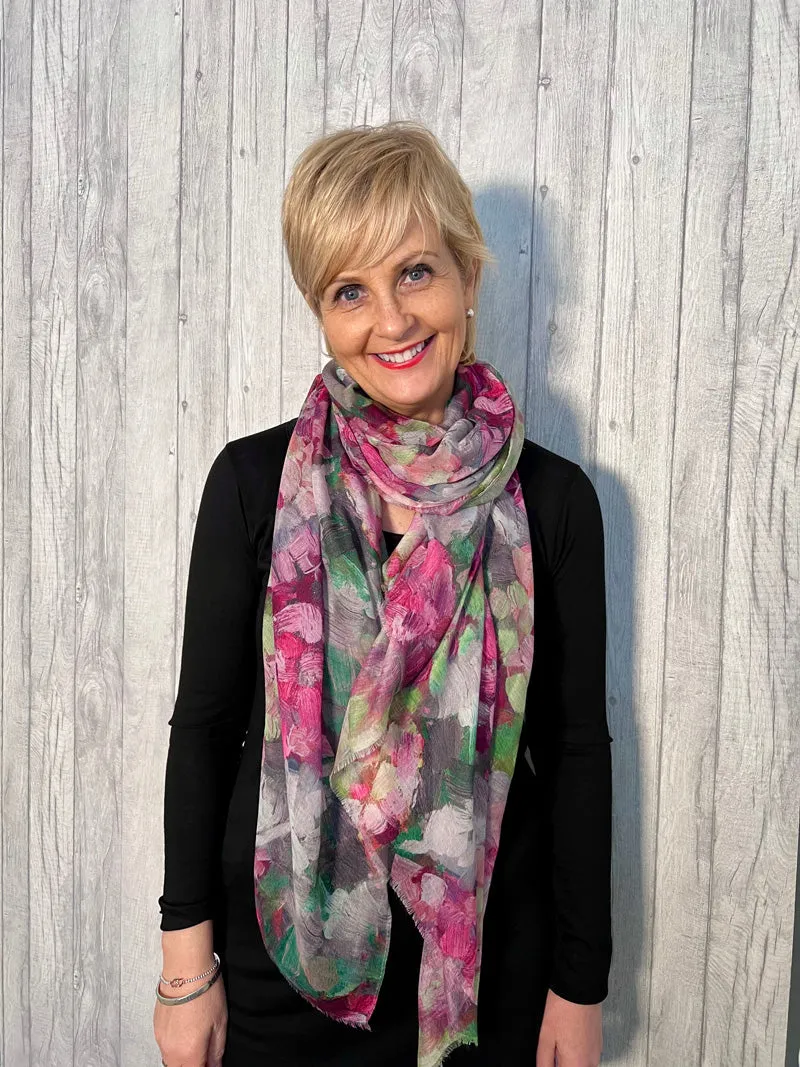 Rosie Flowers Print Scarf Pink